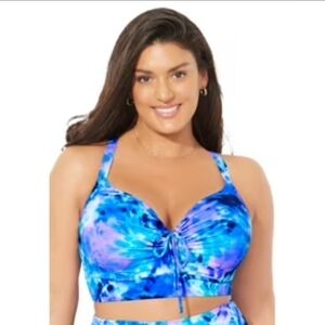 Swimsuits For All Blue and Purple Bikini Top